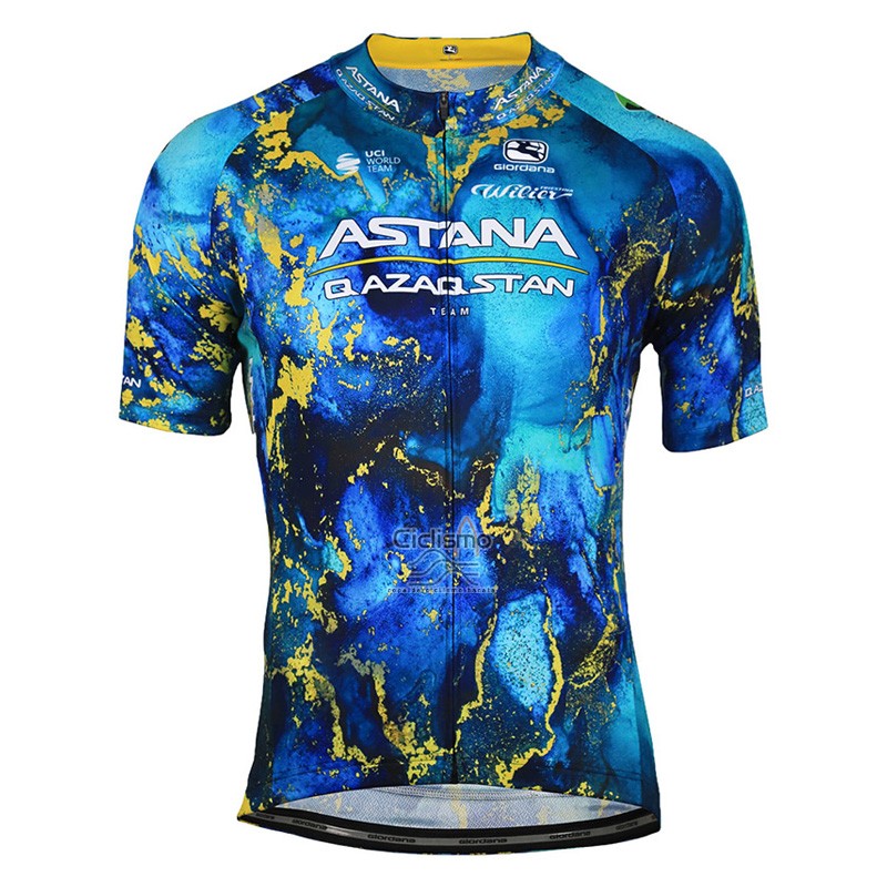 Astana Qazaqstan Team Ropa Ciclismo Culotte Corto 2023 Mangas Cortas Azul